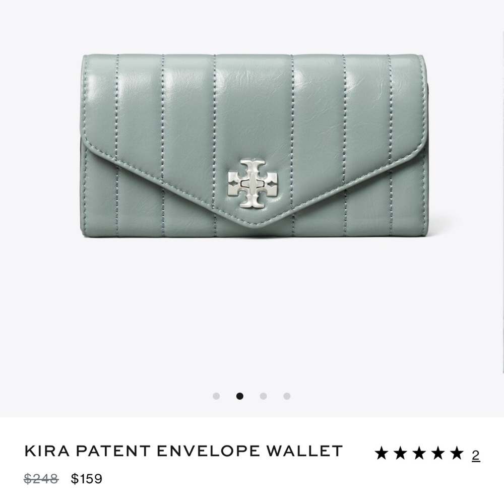 Tory Burch Kira pale Green/blue Quilted Leather Wallet - Picture 3 of 5